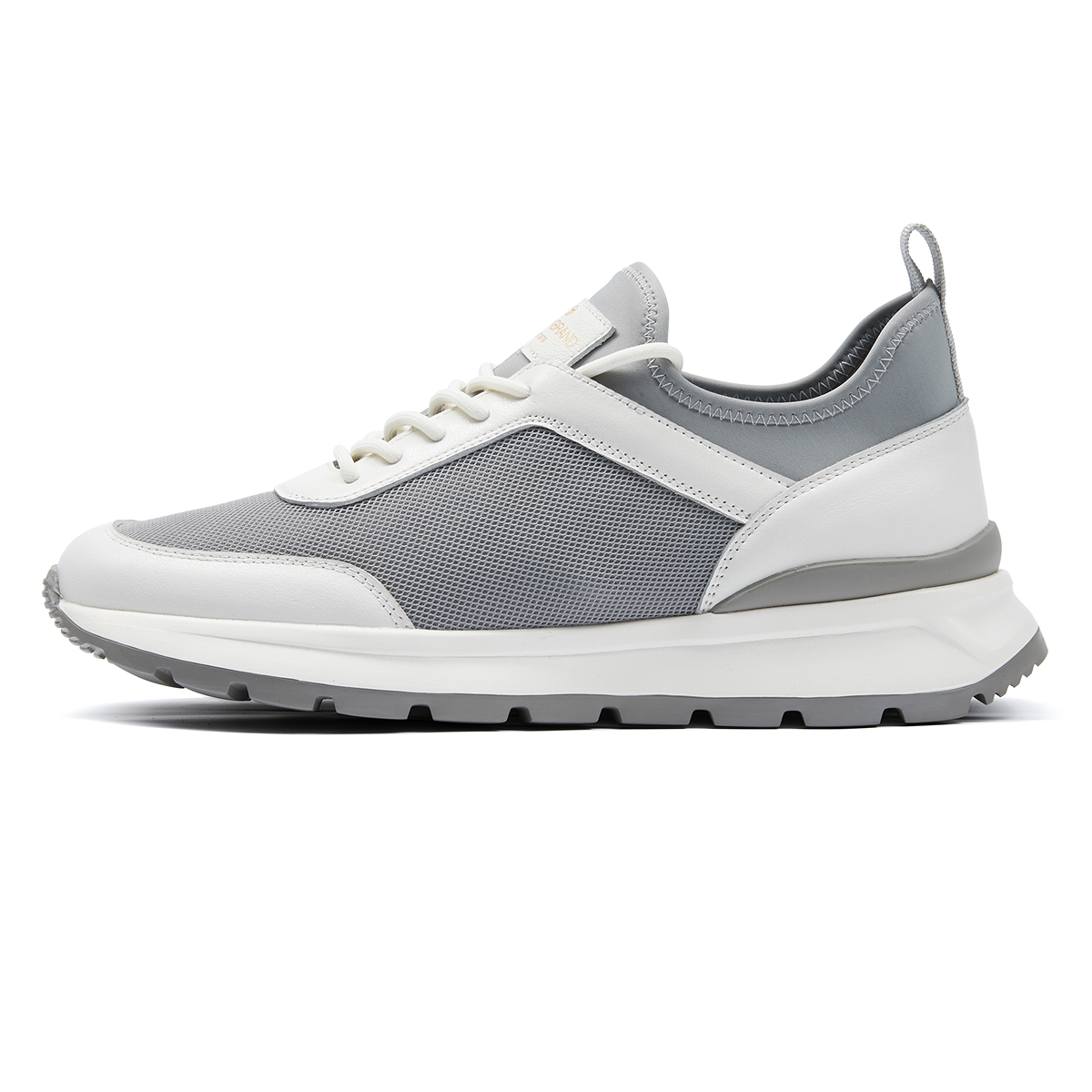 SEVEN Cow Leather Cushioning, Wear Resistant Low top Running Shoes Men’s White
