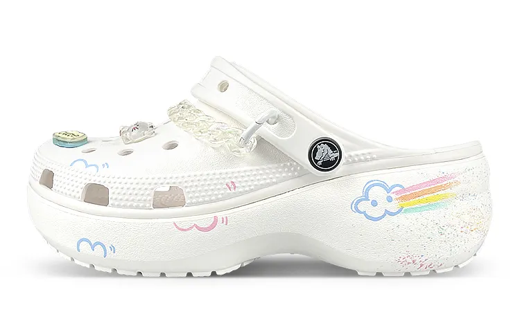Crocs Classic Platform Clog Clogs Women's White Pink Blue