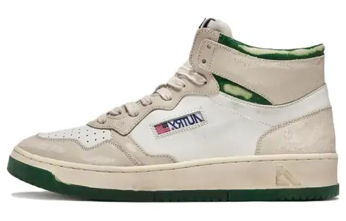 AUTRY Medalist Leather High top Skateboard Shoes Women's Gray White Green
