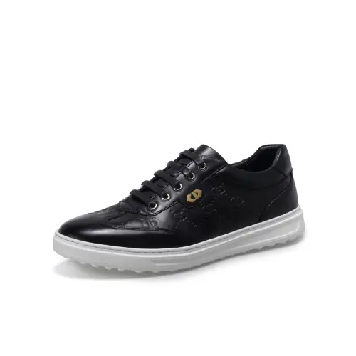 Chrisdien Deny Top Grain Cow Leather Skateboard Shoes Men's Black