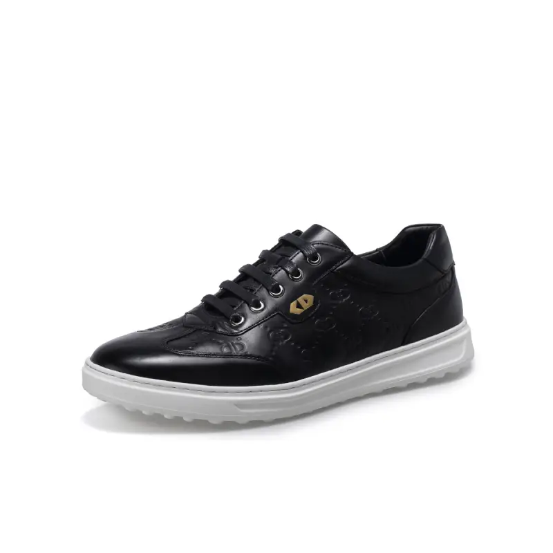 Chrisdien Deny Top Grain Cow Leather Skateboard Shoes Men's Black