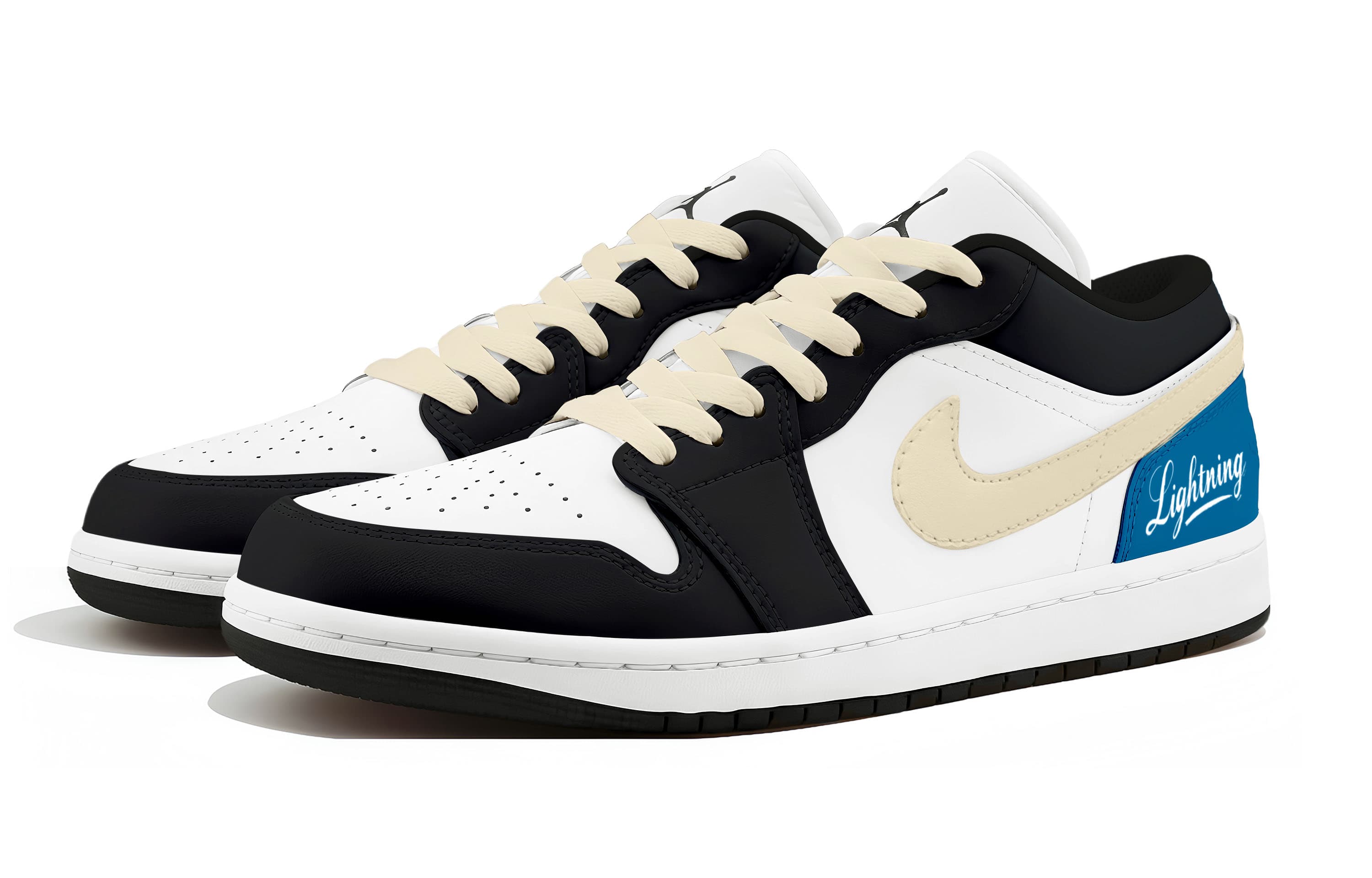 Jordan Air Jordan 1 Low top Vintage Basketball Shoes Unisex Black Blue White
