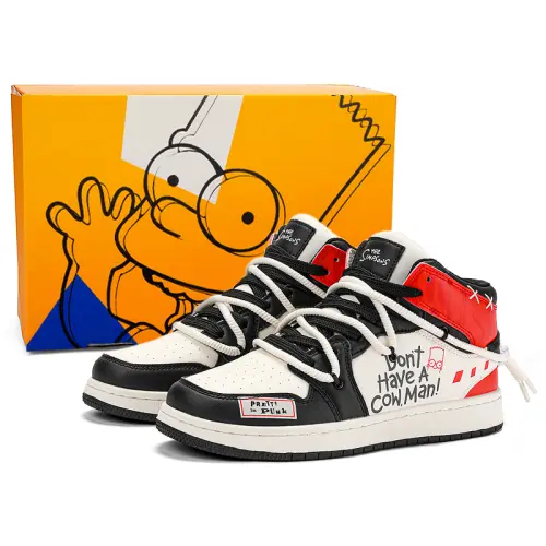 The Simpsons Skateboard Shoes Unisex High Top Black/Classic Black Red