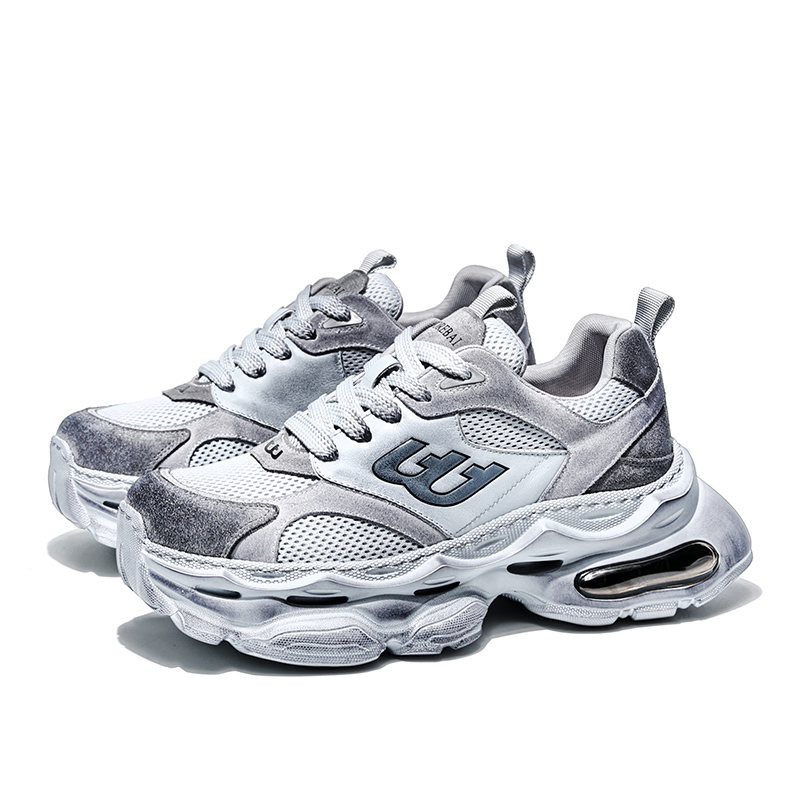 MOERBAI Top Grain Cow Leather Height Increasing Rebound Height Increasing Rebound Low top Air Cushion Running Shoes
