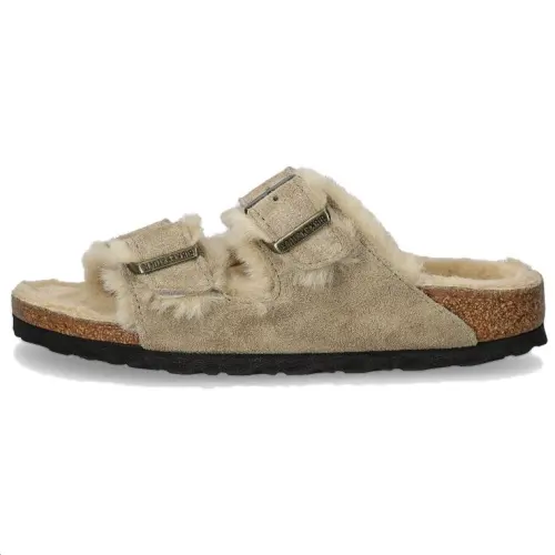 Arizona Wmns Birkenstock Shearling Suede Leather 'Taupe'