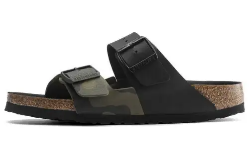 Birkenstock Synthetic Leather Slide Slippers Unisex Green Camouflage