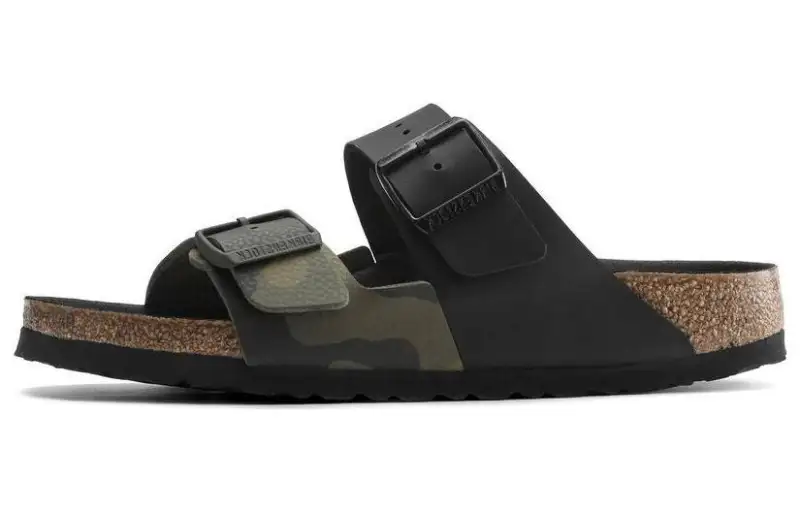 Birkenstock Synthetic Leather Slide Slippers Unisex Green Camouflage