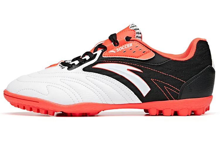 Anta Comfortable Cushioning Slip Resistant Abrasion Resistant Breathable Soccer Shoes Men's White Black Red