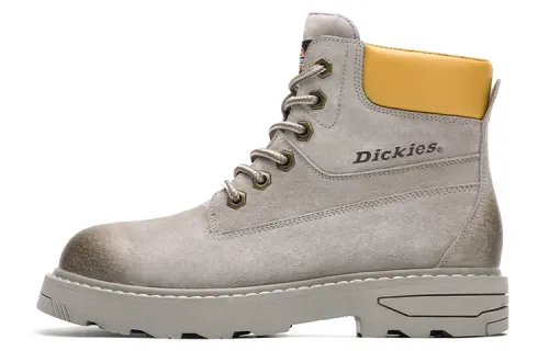 Dickies Leather Short Combat Boots Women's Gray Yellow