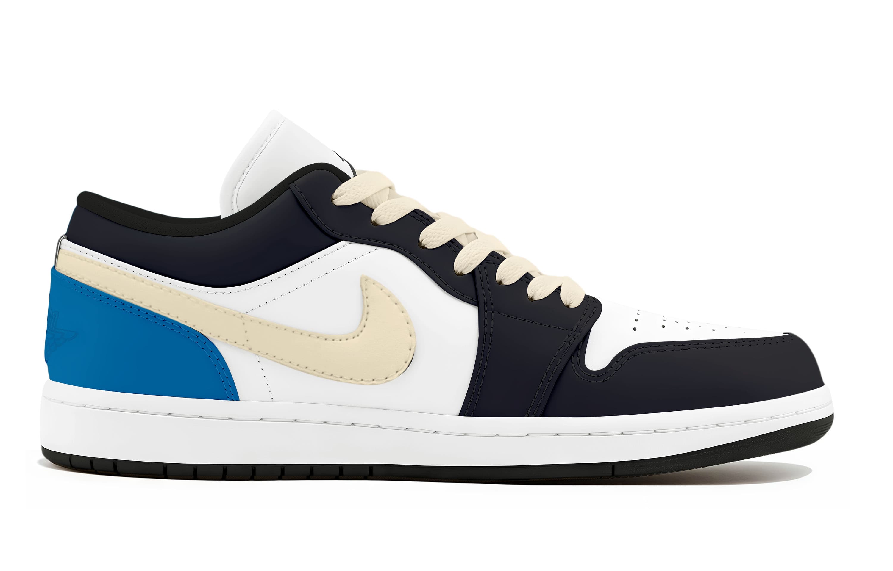 Jordan Air Jordan 1 Low top Vintage Basketball Shoes Unisex Black Blue White