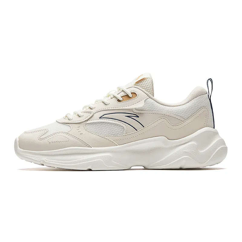 Anta Little Dad Slip Resistant, Breathable, Lightweight, Height Increasing Low top Casual Shoes Men's Ecru