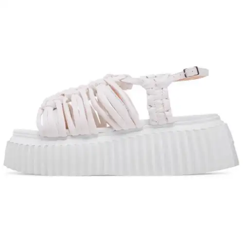 AGL Leather Comfortable One Strap Sandals 5.5cm Women's White