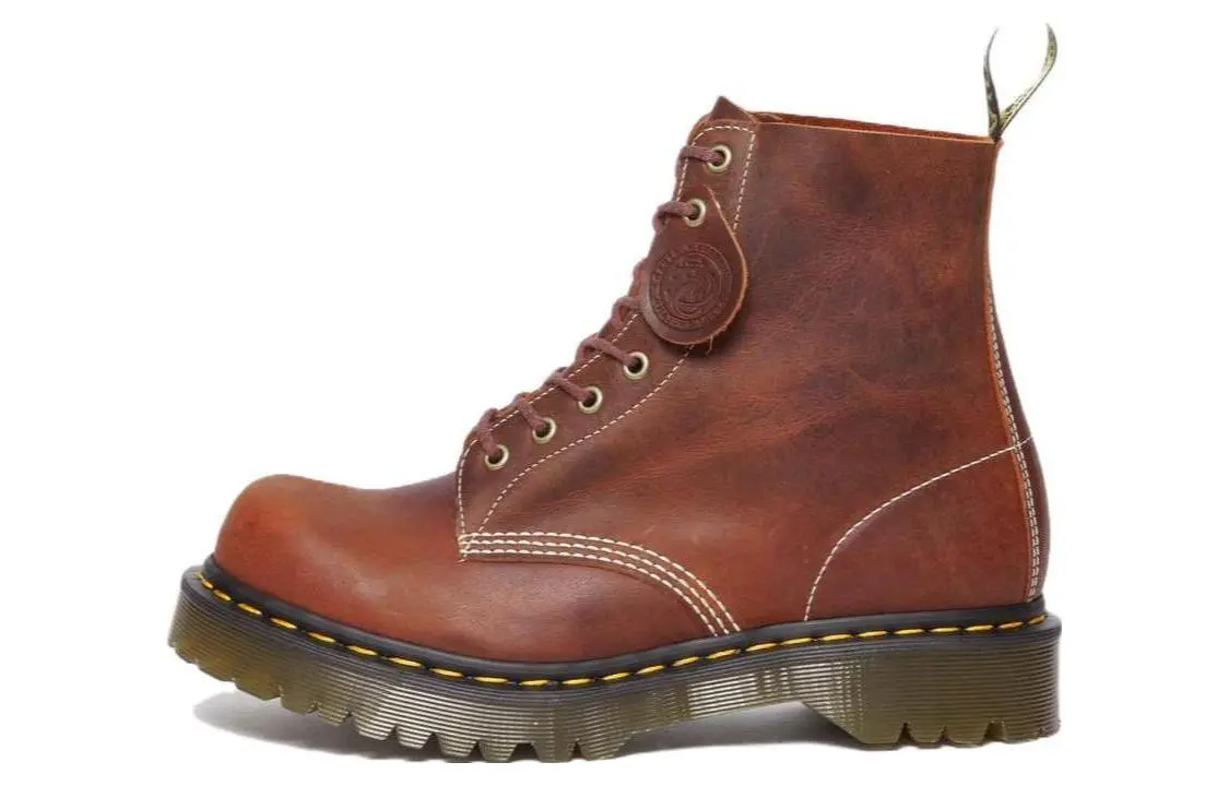 Dr.Martens Leather Short Combat Boots Unisex Tan