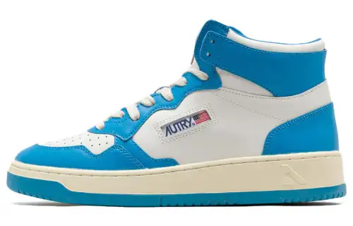AUTRY Medalist Leather High top Skateboard Shoes Men's White Blue