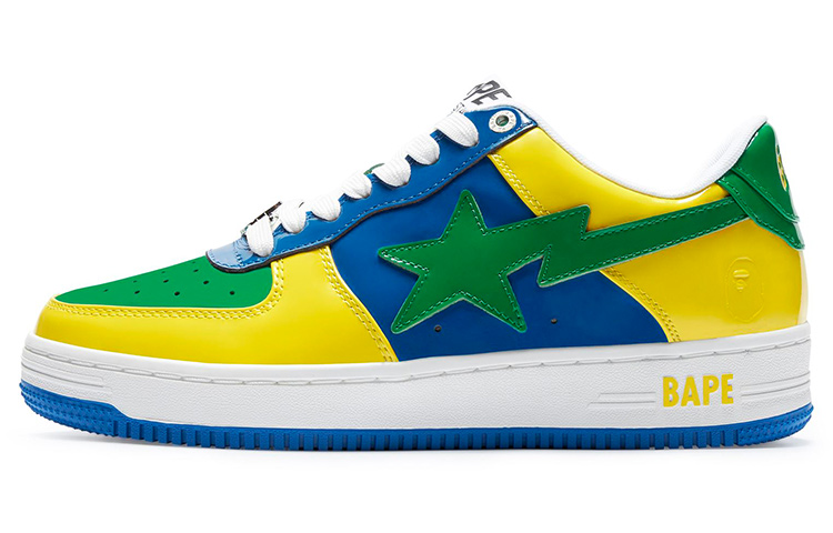 Женские кеды A BATHING APE A BATHING APE STA (зелено-желто-синие)