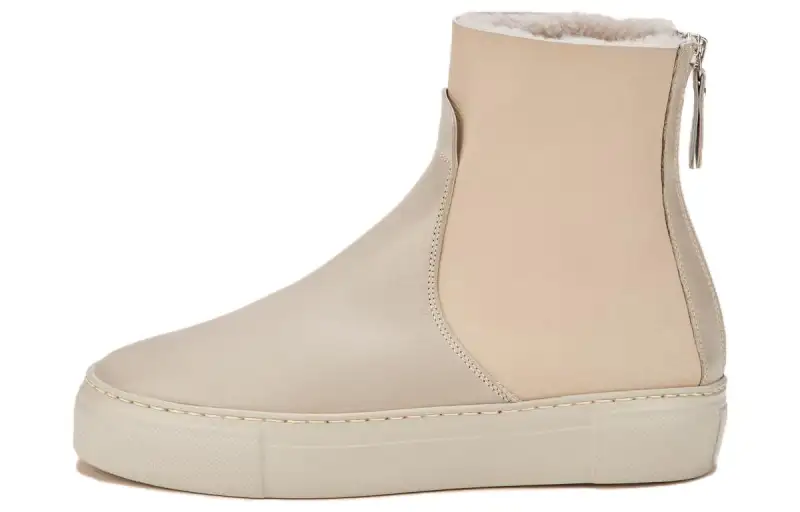 AGL Sheepskin Ankle Boots 3cm Women's Beige