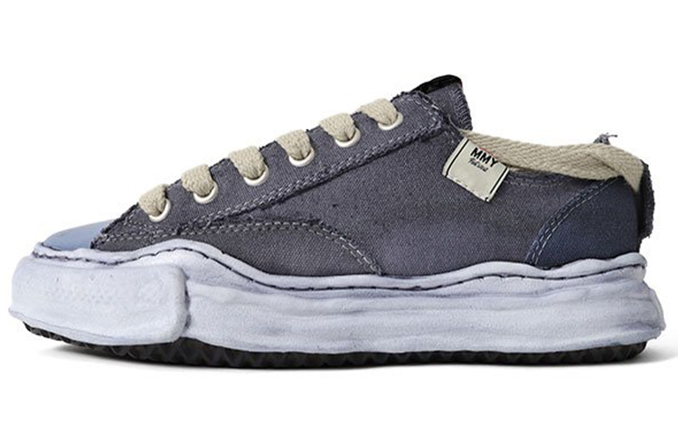 Nigel Cabourn x MIHARA YASUHIRO Patchwork Low top Stylish Skateboarding Shoes Men's Distressed Gray