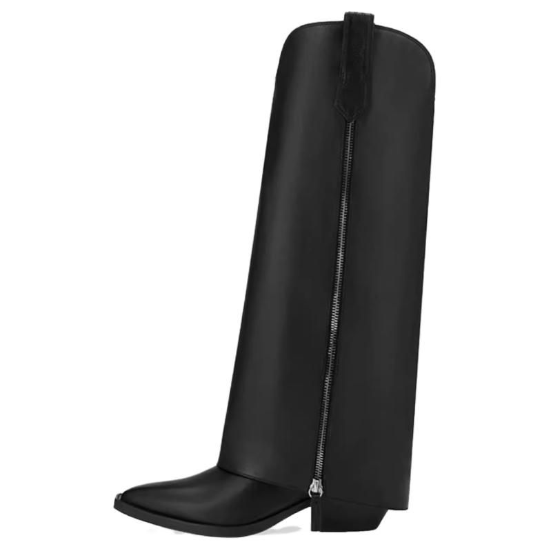 ASH Leather Knee high Boots 5CM Women's Black