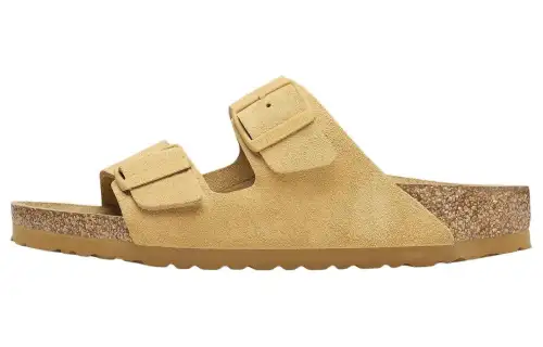 Birkenstock Arizona Suede Slide Slippers Women's Yellow Narrow