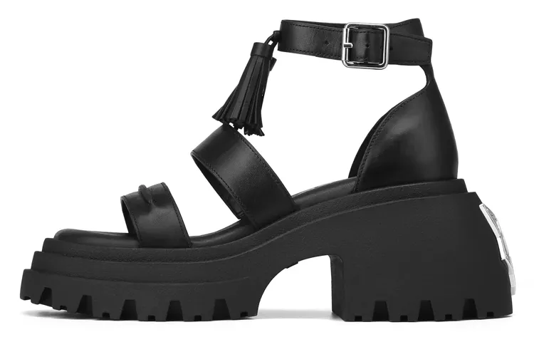 Naked Wolfe Cherub Leather One Strap Sandals 7cm Women's Black