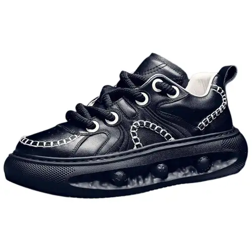 JANE HARLOW Top Grain Cow Leather Low top Casual Shoes Men's Black