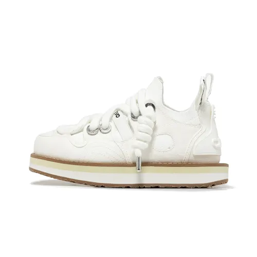 OETZI Fabric Stylish Skateboarding Shoes Unisex White