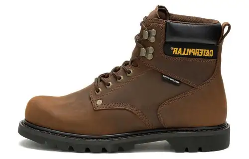 CAT Leather Short Combat Boots Men's Brown