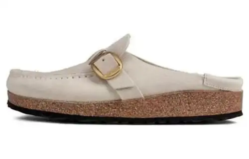 Birkenstock Suede Closed Toe Slippers Women's Beige