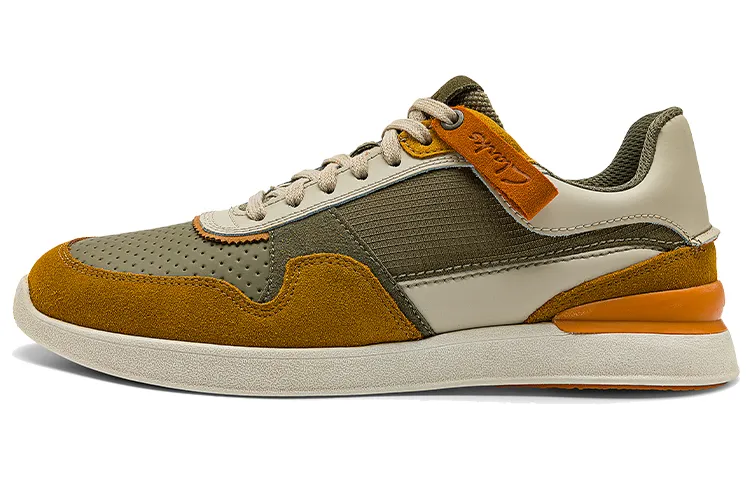 Clarks Joyful Music Leather Cushioning Low top Sports Casual Shoes Men's Olive Green