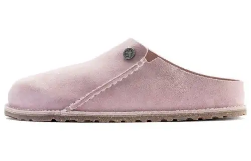 Birkenstock Suede Closed Toe Slippers Unisex Pink Narrow