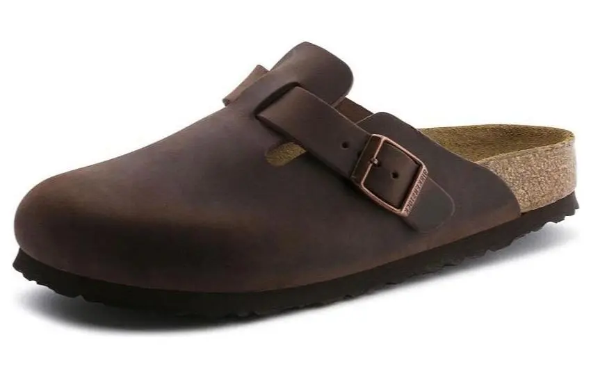 Birkenstock Boston EVA Slip Resistant Closed Toe Slippers Outerwear Breathable Shoes Unisex Brown Regular