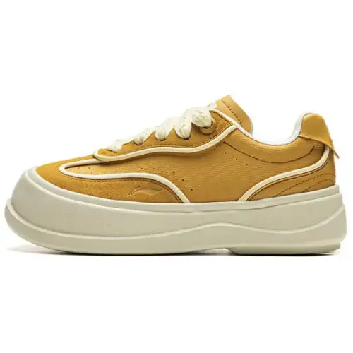 Li Ning Honey PLATFORM V2 Slip Resistant Abrasion Resistant Low top Casual Shoes Women's Yellow
