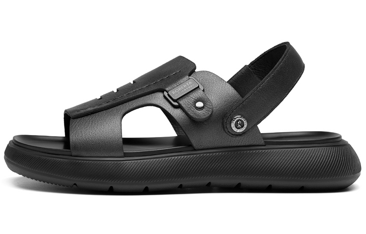 ROBERTA DI CAMERINO cow leather simple and refreshing beach sandals men's black