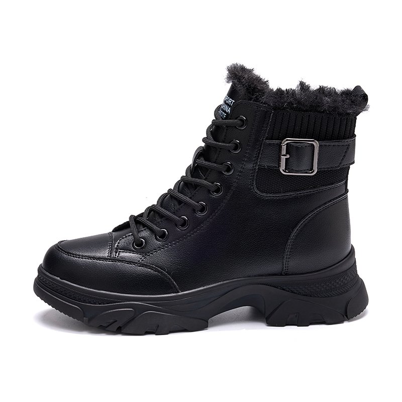 BAIJIHONG Leather Short Combat Boots 4cm Women's