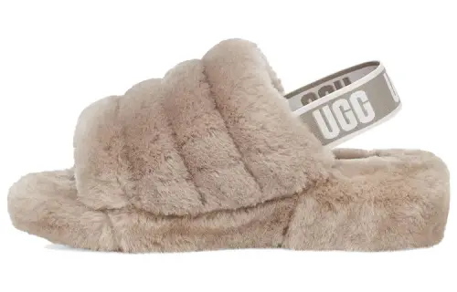 UGG Fluff Yeah Slide Thick Sole Shoe Light Grey Women's