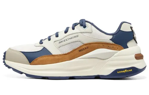 GUIMIEZHIREN x Skechers Global Jogger Textile, Leather Low top Casual Shoes Men's White Blue Brown