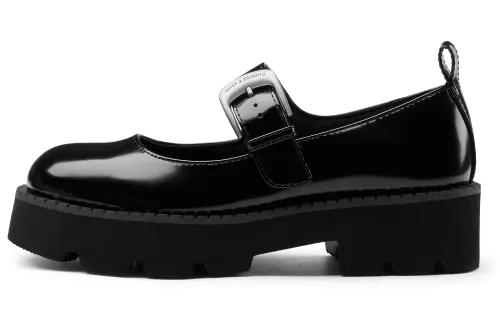 CHARLES&KEITH Small CK Gothic Lolita Style Synthetic Leather Chunky Heel Mary Jane Shoes 4.4cm Women's