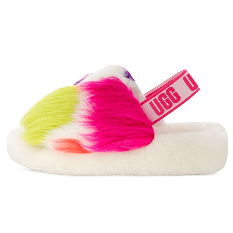 UGG FLUFF YEAH Shearling Comfortable Stylish Sandal Women's White