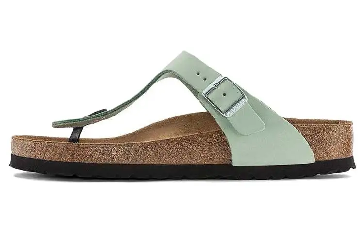 Birkenstock Gizeh Soft Footbed Quiet Quick Dry Flip Flops Women's Matcha Green Narrow