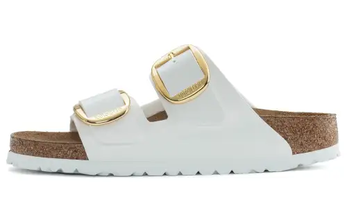Birkenstock Arizona Big Buckle Fashion Trend Abrasion Resistant Slide Slippers Women's White Narrow