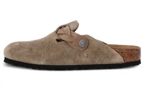 Boston Birkenstock Braided Suede Leather Narrow 'Taupe' Women's
