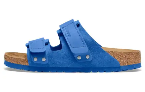 Birkenstock Suede Slide Slippers Unisex Blue Brown Regular