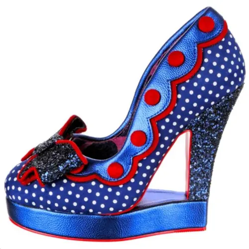 IRREGULAR CHOICE Pu Chunky Heel High Heels 13cm Women's Blue Red