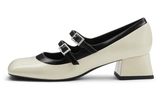 CHARLES&KEITH Pu Chunky Heel Mary Jane Shoes 4cm Women's