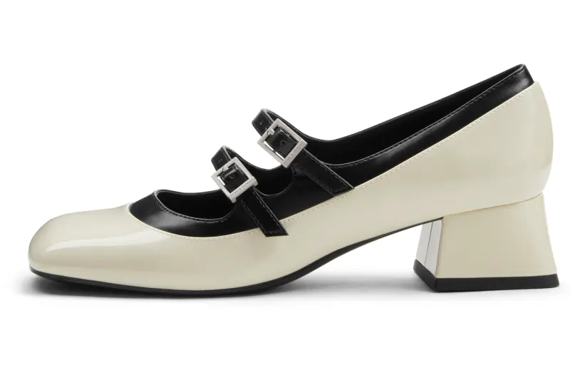 CHARLES&KEITH Pu Chunky Heel Mary Jane Shoes 4cm Women's