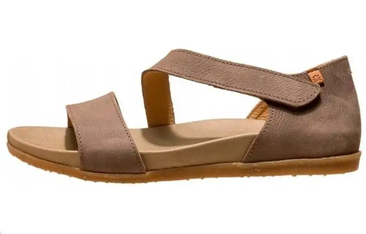 El Naturalista Leather Minimalist Fashion One Strap Sandals Women's Umber