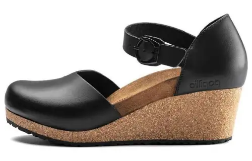 Birkenstock Leather Wedge Heel High Heels Women's Black