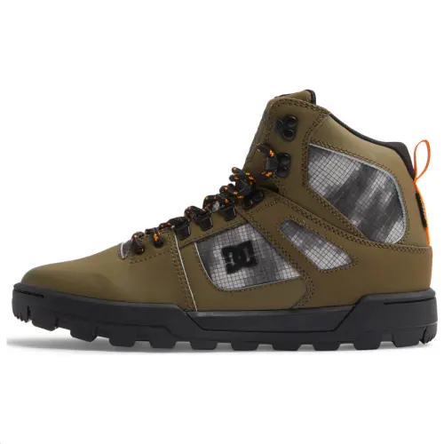 DC Shoes Leather Non Slip And Waterproof High top Mountaineering Shoes Men's Green