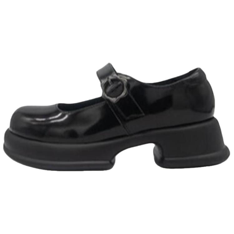 BEFFON Cow Split Leather Fashion Mary Jane Shoes Women's Black