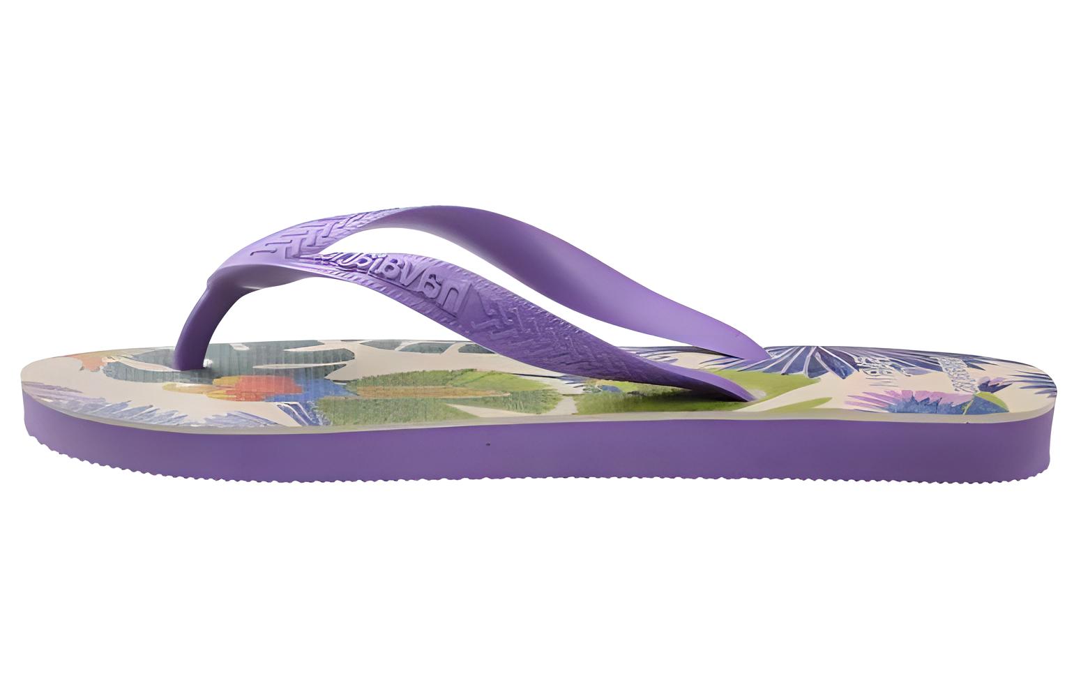 Farm Rio x Havaianas Slip Resistant Abrasion Resistant Flip Flops Women's Purple Beige